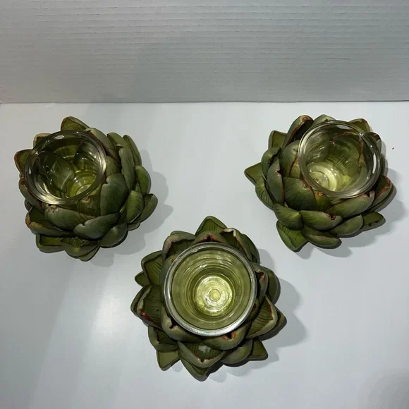 New Artichoke Candle Holder Set of 3 - Picture 3 of 6